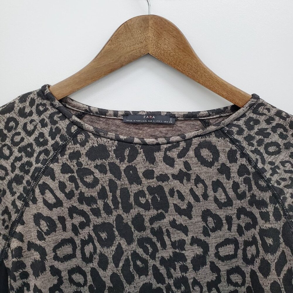 ZARA Leopard Print Long Sleeve Knit Top Pullover Animal Print Shirt‎ Size S - Picture 11 of 14